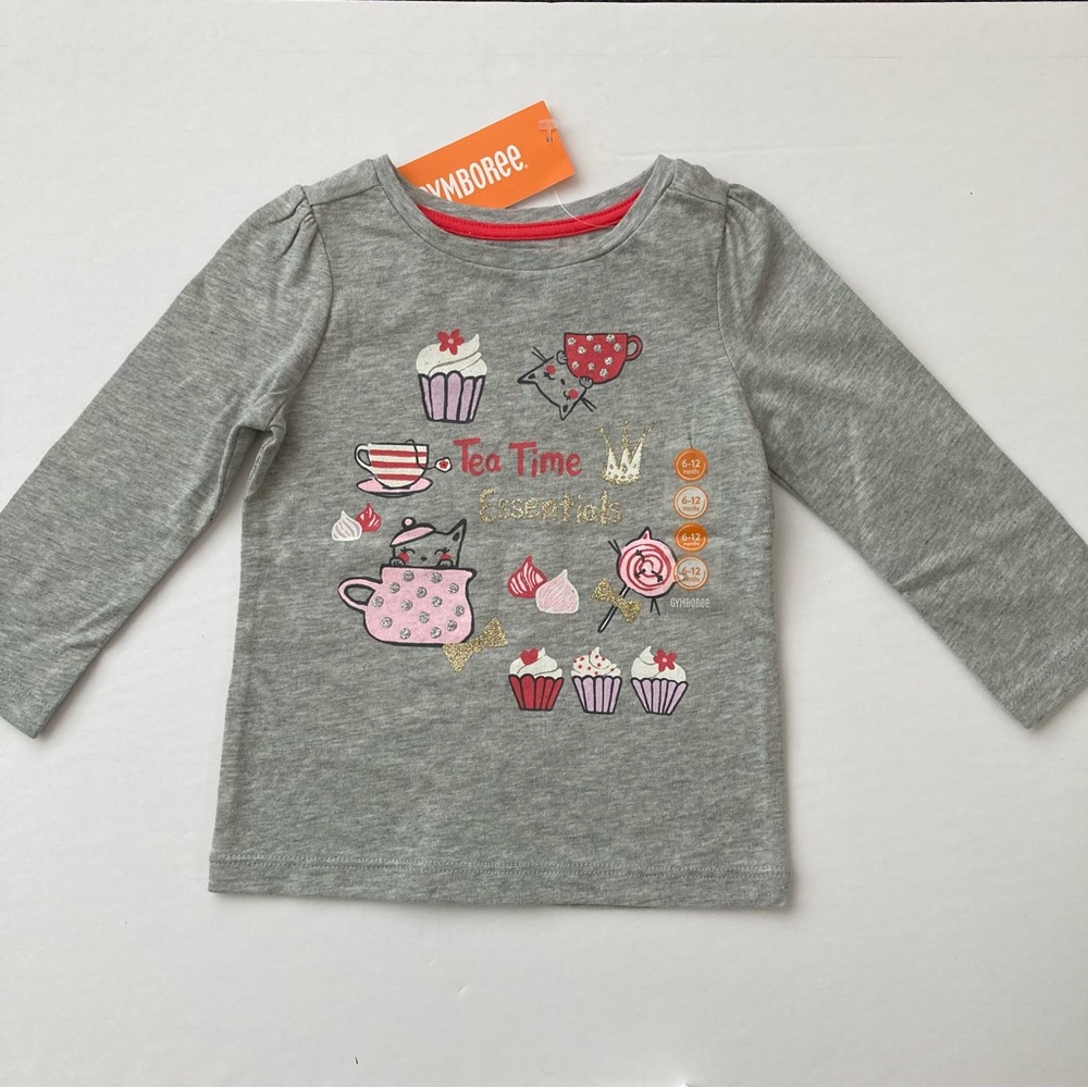 Gymboree Tea Time Essentials Glitter Cat Cupcake Top Shirt